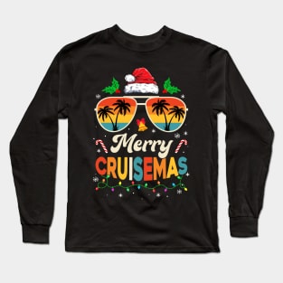 Merry Cruisemas Christmas Family Santa Reindeer Cruise Retro Long Sleeve T-Shirt